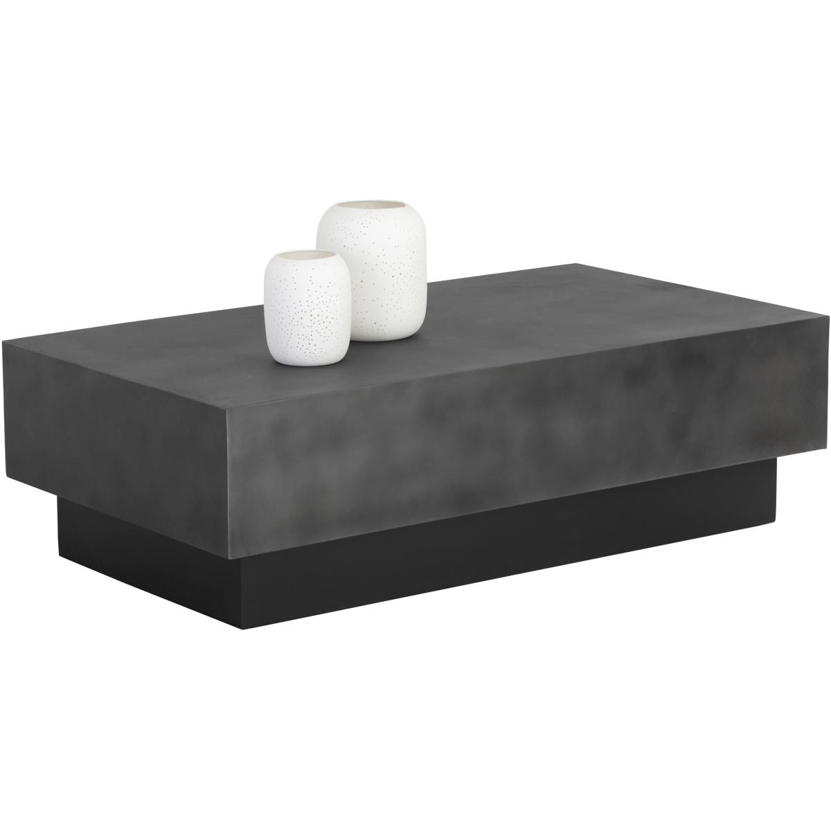 Bessie Industrial Grey Top Black Steel Base Rectangular Coffee Table